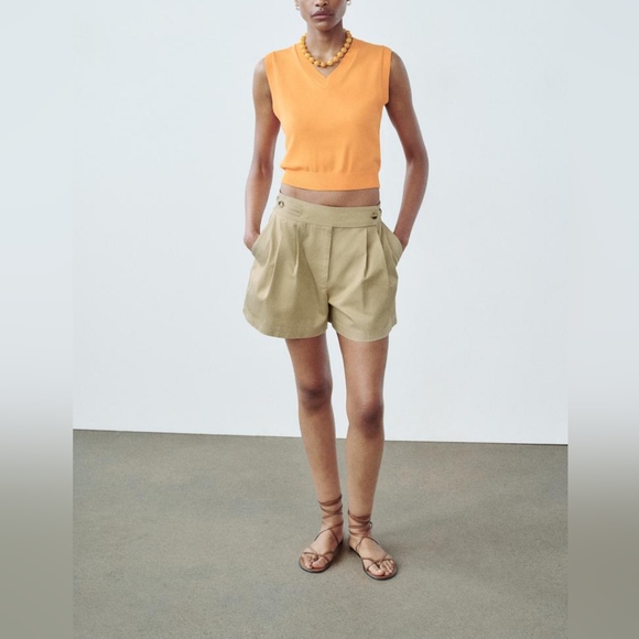 ZARA PLAIN RIB KNIT TOP - Picture 4 of 8